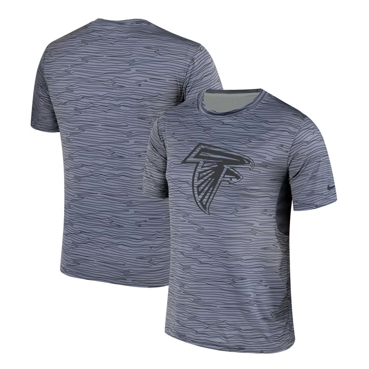 Atlanta Falcons Nike Gray Black Striped Logo Performance T-Shirt